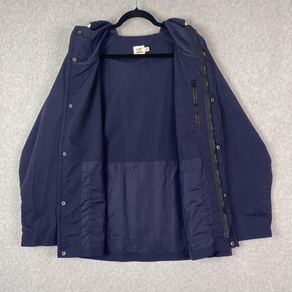 Flint and Tinder Jacket Mens XL Ridge Shell Navy Blue Hooded Zip Snap Button - Picture 5 of 13